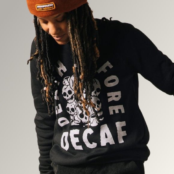 Pyknic Death Before Decaf Coffee Eco-friendly Sweatshirt - Picture 2 of 3